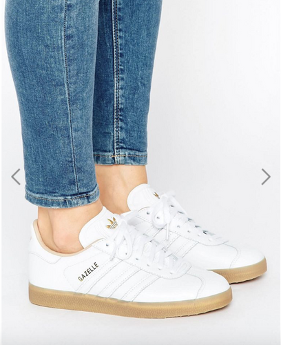 breafsonic adidas Originals White Leather Gazelle Trainers With Gum Sole for Women